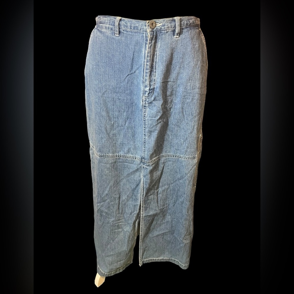 Vintage cargo denim skirt Nevada cotton maxi cargo skirt